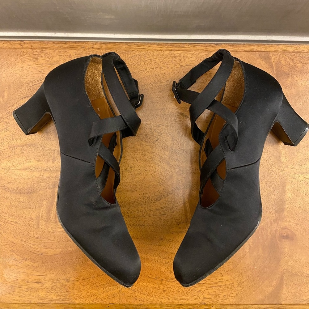 Vintage Ralph Lauren Black Satin Shoes Size 6 - Picture 8 of 16